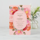 Blush Pink Watercolor Poppy Wedding Invitation 招待状 (スタンド正面)