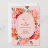 Blush Pink Watercolor Poppy Wedding Invitation 招待状 (正面)