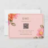 Blush Pink Watercolor Poppy Wedding RSVP Card (正面)