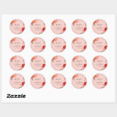 Blush Pink Watercolor Poppy Wedding Sticker ラウンドシール (シート)