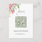Blush Pink Watercolor Roses QR Code Wedding エンクロージャーカード (正面)