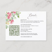 Blush Pink Watercolor Roses QR Code Wedding エンクロージャーカード (正面)