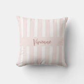 Blush Pink Watercolor Stripes Monogram Name クッション (正面)