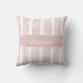 Blush Pink Watercolor Stripes Monogram Name クッション (裏面)
