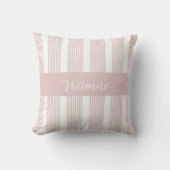 Blush Pink Watercolor Stripes Monogram Name クッション (正面)