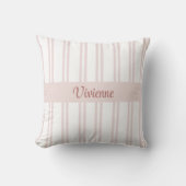 Blush Pink Watercolor Stripes Monogram Name クッション (正面)