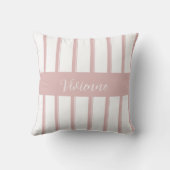 Blush Pink Watercolor Stripes Monogram Name クッション (裏面)