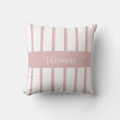 Blush Pink Watercolor Stripes Monogram Name クッション (正面)