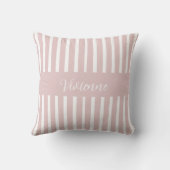 Blush Pink Watercolor Stripes Monogram Name クッション (裏面)