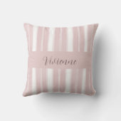 Blush Pink Watercolor Stripes Monogram Name クッション (裏面)