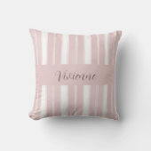 Blush Pink Watercolor Stripes Monogram Name クッション (正面)