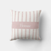 Blush Pink Watercolor Stripes Monogram Name クッション (裏面)