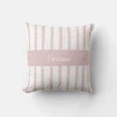 Blush Pink Watercolor Stripes Monogram Name クッション (正面)