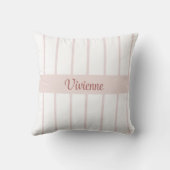 Blush Pink Watercolor Stripes Monogram Name クッション (裏面)