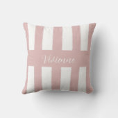 Blush Pink Watercolor Stripes Monogram Name クッション (裏面)