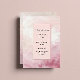 Blush Pink Watercolor Wash Japanese Wedding 招待状