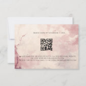 Blush Pink Watercolor Wash QR Code Wedding  出欠カード (裏面)