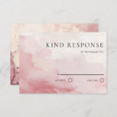 Blush Pink Watercolor Wash QR Code Wedding  出欠カード (正面/裏面)