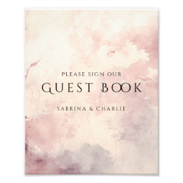 Blush Pink Watercolor Wash Wedding Guest Book Sign フォトプリント