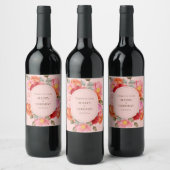 Blush Pink Watercolor Wedding Wine Label Set ワインラベル (ボトル)