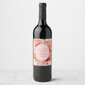Blush Pink Watercolor Wedding Wine Label Set ワインラベル (正面)
