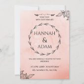 Blush Pink Watercolor Wreath Wedding Invitation 招待状 (正面)