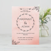 Blush Pink Watercolor Wreath Wedding Invitation 招待状 (スタンド正面)