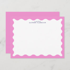 Blush Pink Wavy Frame Note Card 招待状