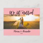 Blush Pink We eloped Wedding announcement Postcard ポストカード (正面)