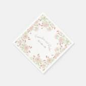 Blush Pink Wedding Floral スタンダードカクテルナプキン (角)