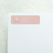 Blush Pink Wedding Monogram Floral Script ラベル