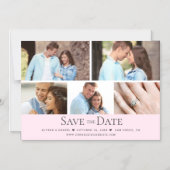 Blush pink Wedding Save the Date Photo Grid  マグネット招待状 (正面)