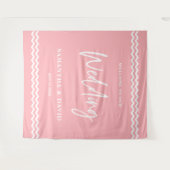 Blush Pink Wedding Welcome Sign Backdrop タペストリー (正面(横))