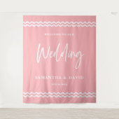 Blush Pink Wedding Welcome Sign Backdrop タペストリー (正面)