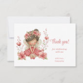 Blush Pink Whimsical Fairy Flowers 2nd Birthday  サンキューカード (正面)