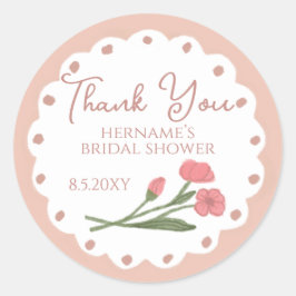 Blush Pink Whimsical Thank You Bridal Shower 01 ラウンドシール