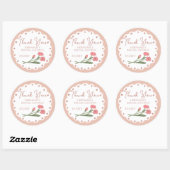 Blush Pink Whimsical Thank You Bridal Shower 01 ラウンドシール (シート)