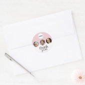Blush Pink White 3 写真 MUA ロゴ Thank You ラウンドシール (封筒)