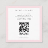Blush Pink White 3 Photo MUA QR Code ソーシャル スクエア名刺 (裏面)