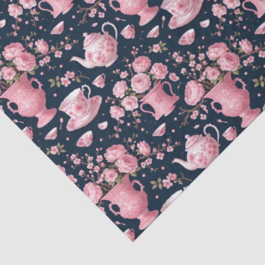 Blush Pink White Bla Chinoiserie Decoupage Pattern 薄葉紙 (詳細)