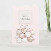 Blush Pink White Champagne Christmas Ornaments カード (正面)