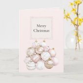 Blush Pink White Champagne Christmas Ornaments カード (黄色い花)