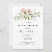 Blush Pink White Florals Elegant Bridal Shower 招待状 (正面)