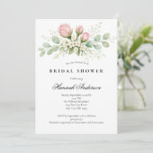 Blush Pink White Florals Elegant Bridal Shower 招待状 (スタンド正面)