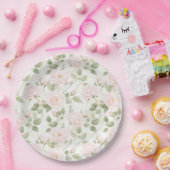 Blush Pink White Flowers Wedding ペーパープレート (パーティー)