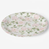 Blush Pink White Flowers Wedding ペーパープレート (アングル)