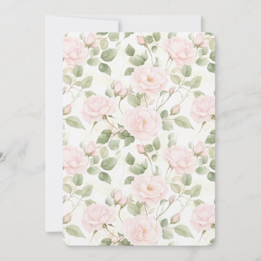 Blush Pink White Flowers Wedding 招待状 (裏面)