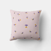 Blush Pink White Purple Viola Floral Patten クッション (裏面)