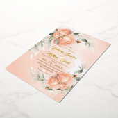 Blush Pink White Rose Wedding 箔招待状 (回転した状態)