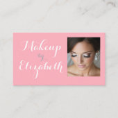 Blush Pink White Script Photo Makeup 名刺 (正面)